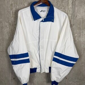 Vintage 80's BFGoodrich TA Radials Racing Bomber Jacket Mens XL White Blue USA